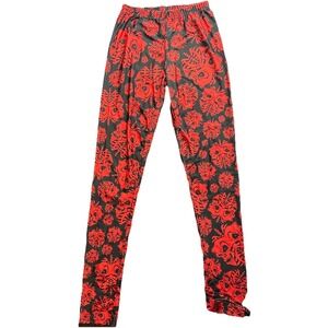 Skull Pants Leggings Xl Red And Black Stretchy